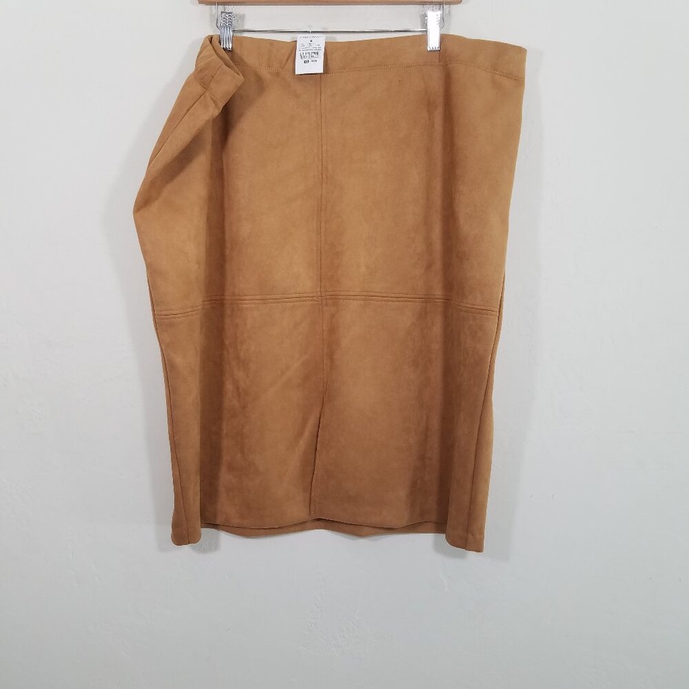 NWT Ashley Stewart Faux Suede Pull-On Stretch Skirts Plus Size 26/28